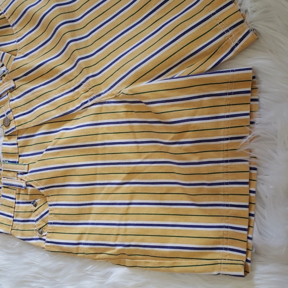 Vintage High Waisted Sasson Yellow Striped Jorts - Picture 2 of 6